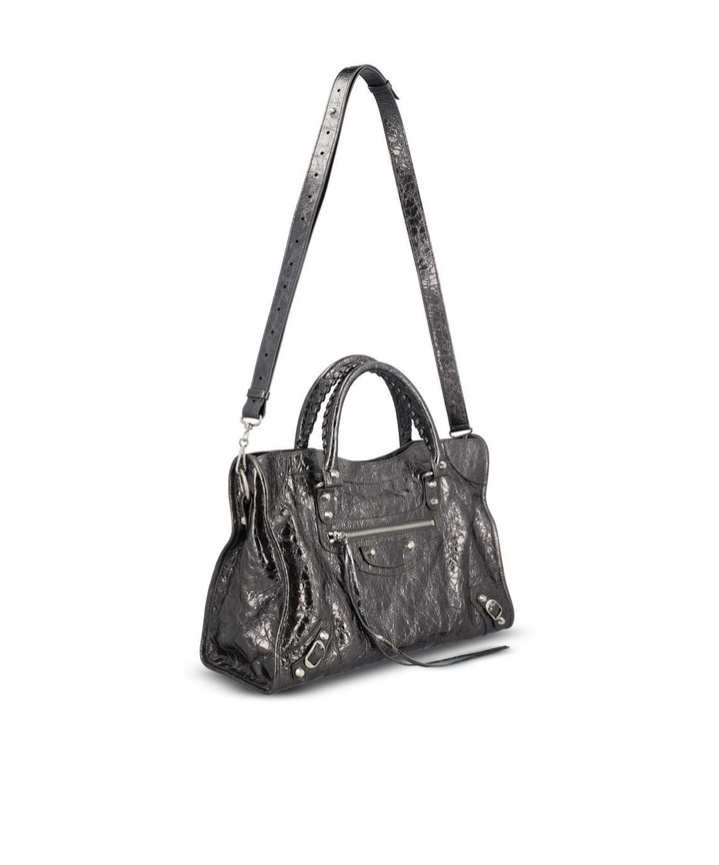 Balenciaga Metallic Embossed Top Handle Bag In Black