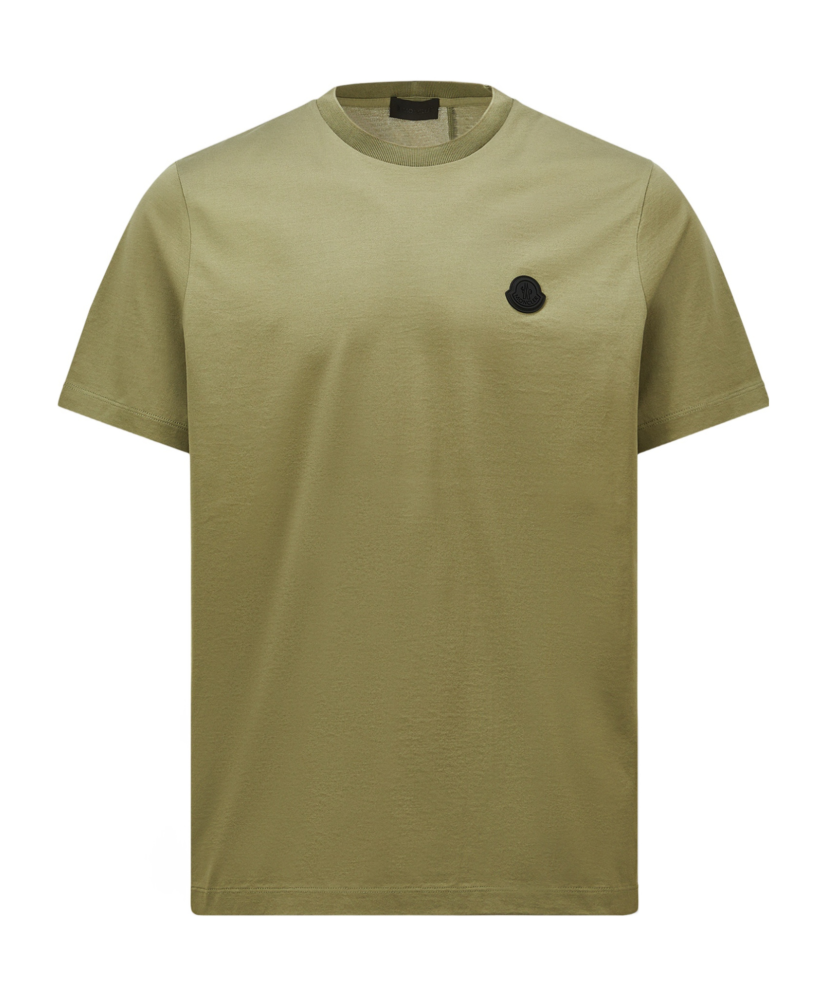 Moncler Vertical Back Logo Cotton T-shirt Green In Green