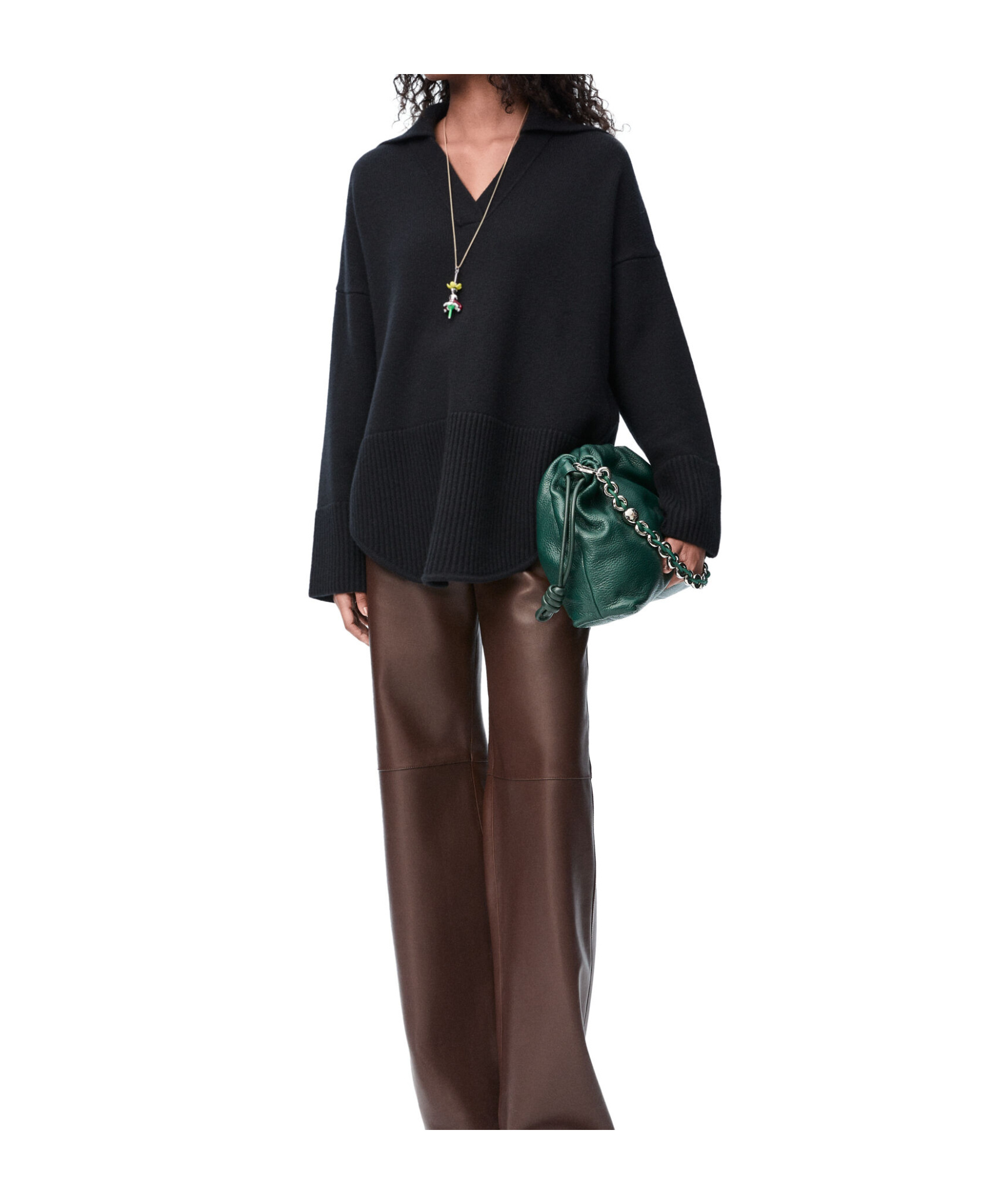 Loewe V-neck Long-sleeved Sweater In Black