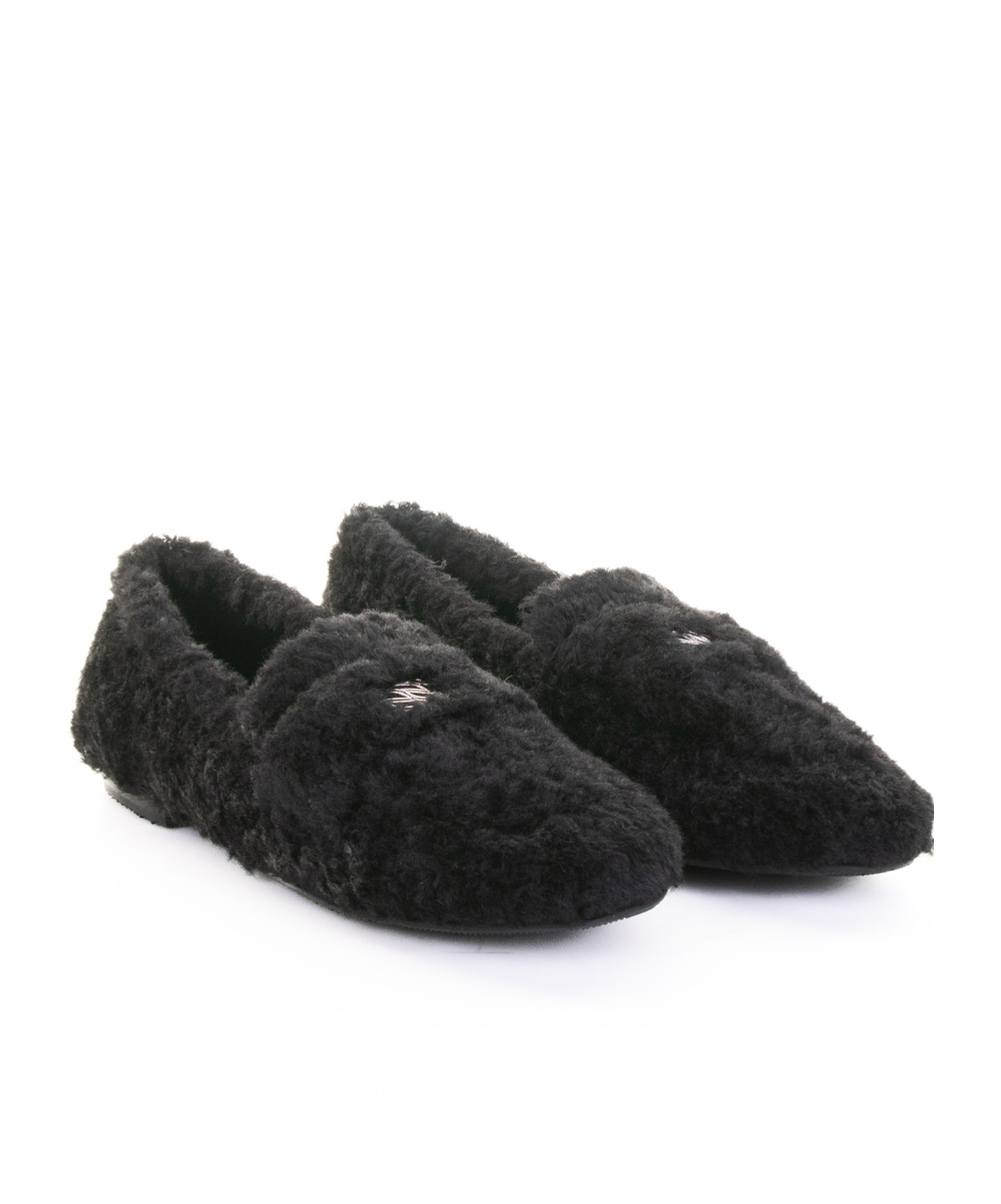 Casadei Shearling Slip-on Loafers In Black
