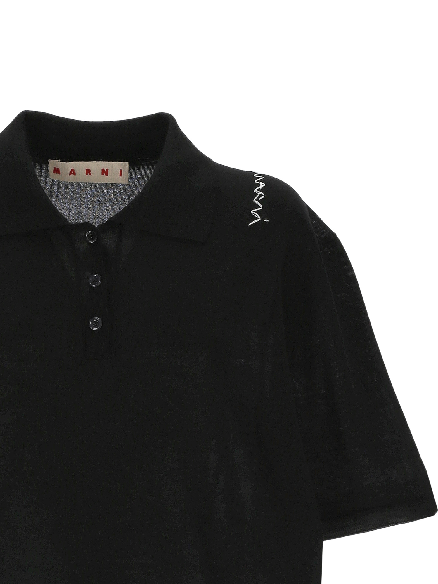 Marni Embroidered Logo Polo Shirt In Black