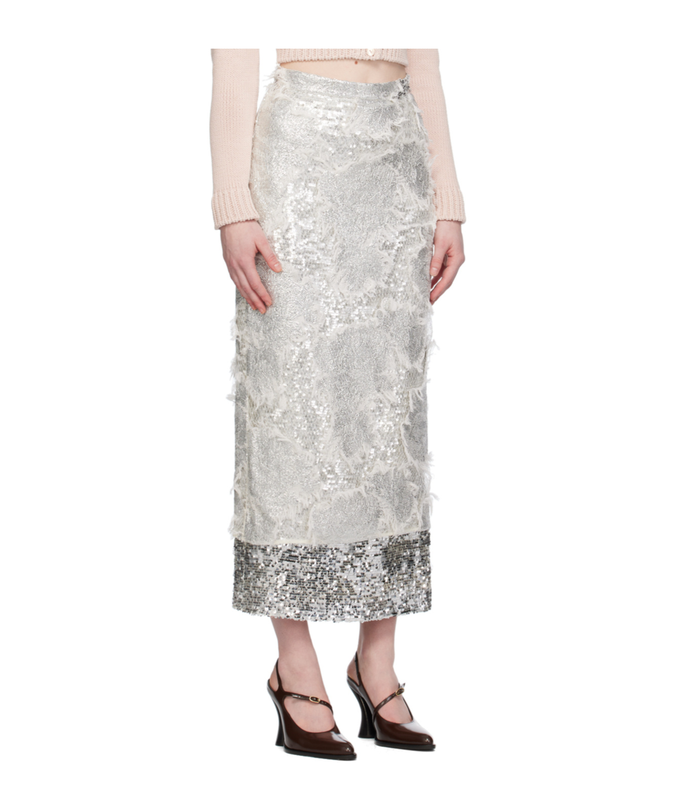 Shop Erdem Layered Mid-length Skirt In White