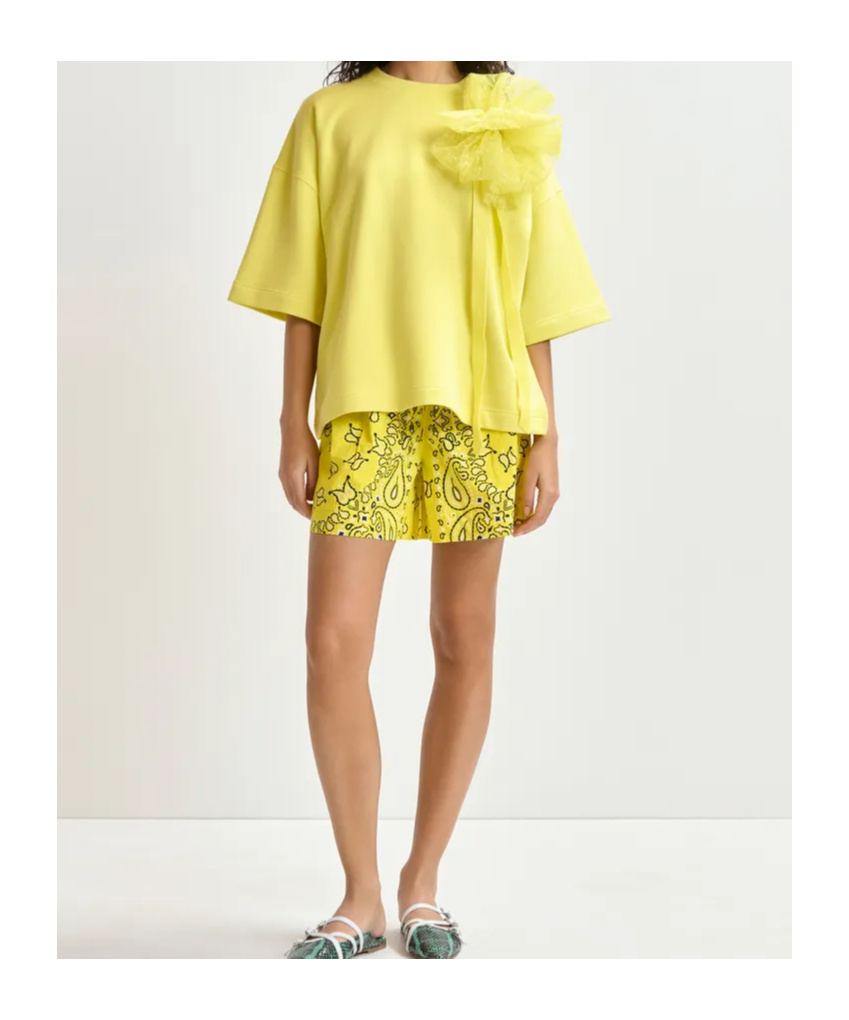 Essentiel Antwerp Yellow Sweatshirt With Removable Mesh Brooch