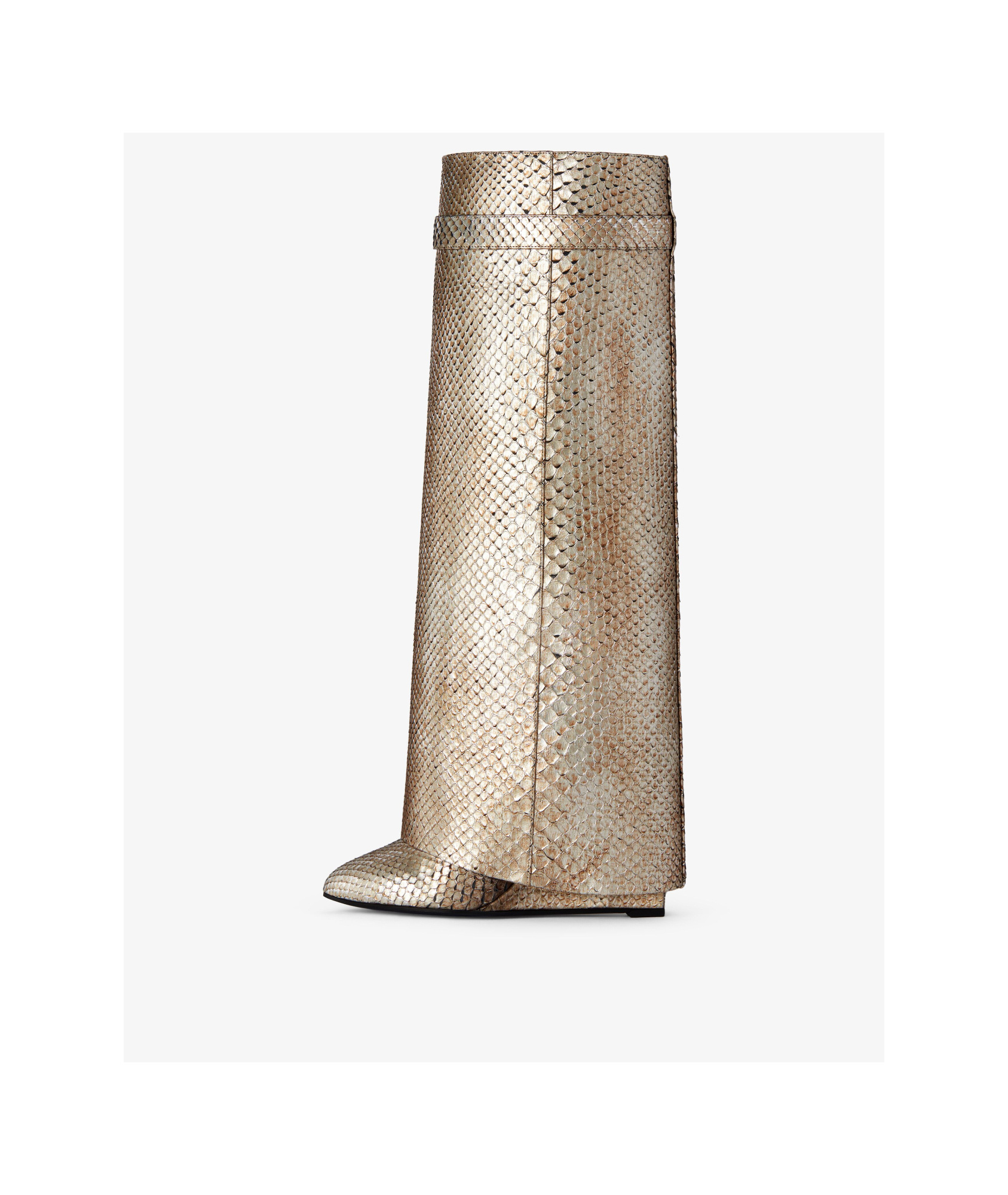 Givenchy Shark Lock Boots In Python With Iridescent Effect In Silver