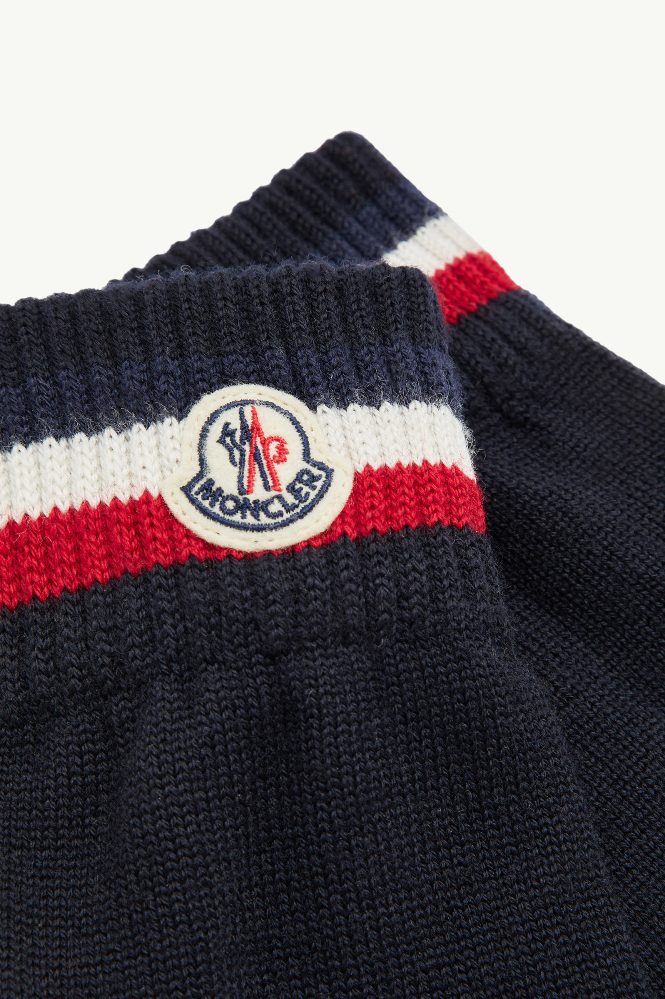 Moncler Gants En Laine Tricolore In Blue