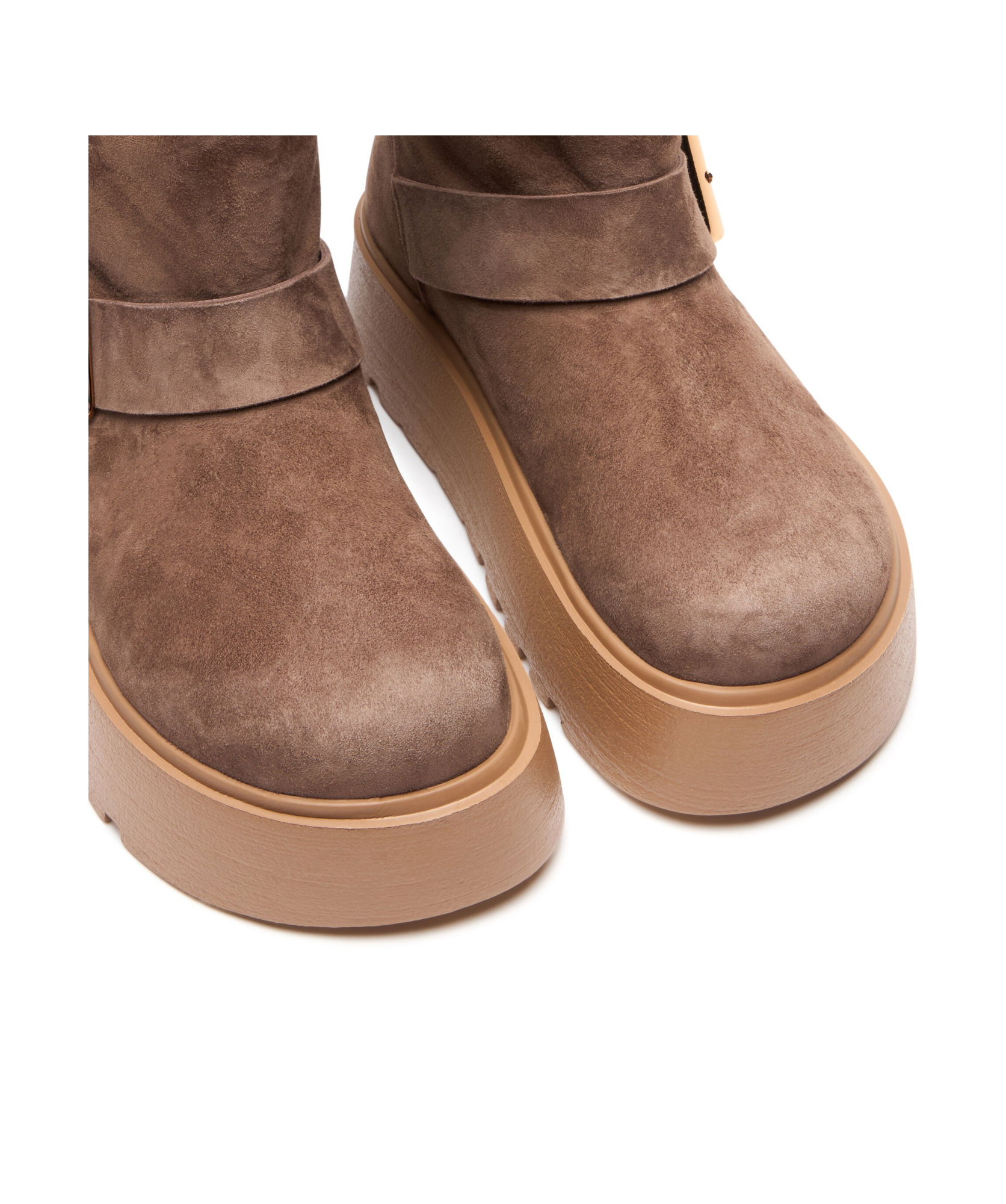 Casadei 'suede Blend Ankle Boots With Buckle Detail' In Brown