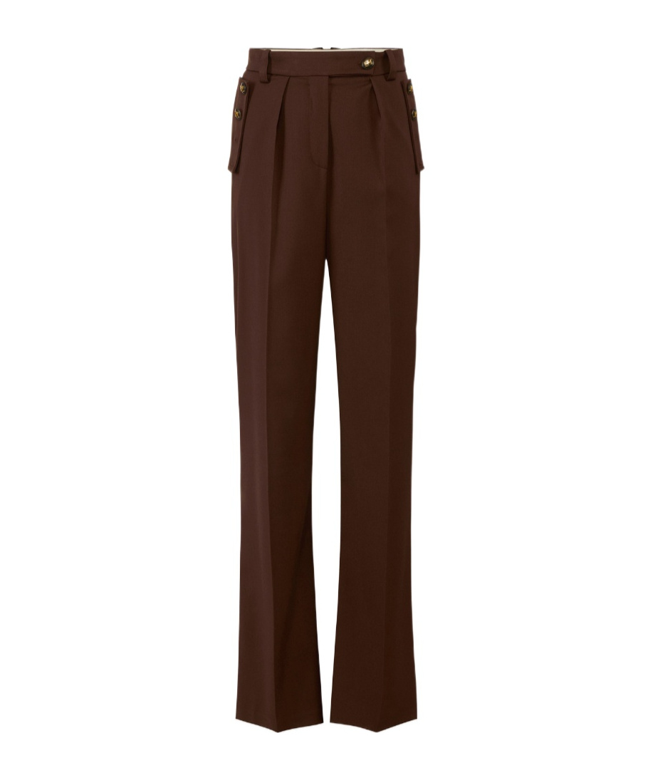 Elisabetta Franchi Pleated Pocket Trousers In Brown