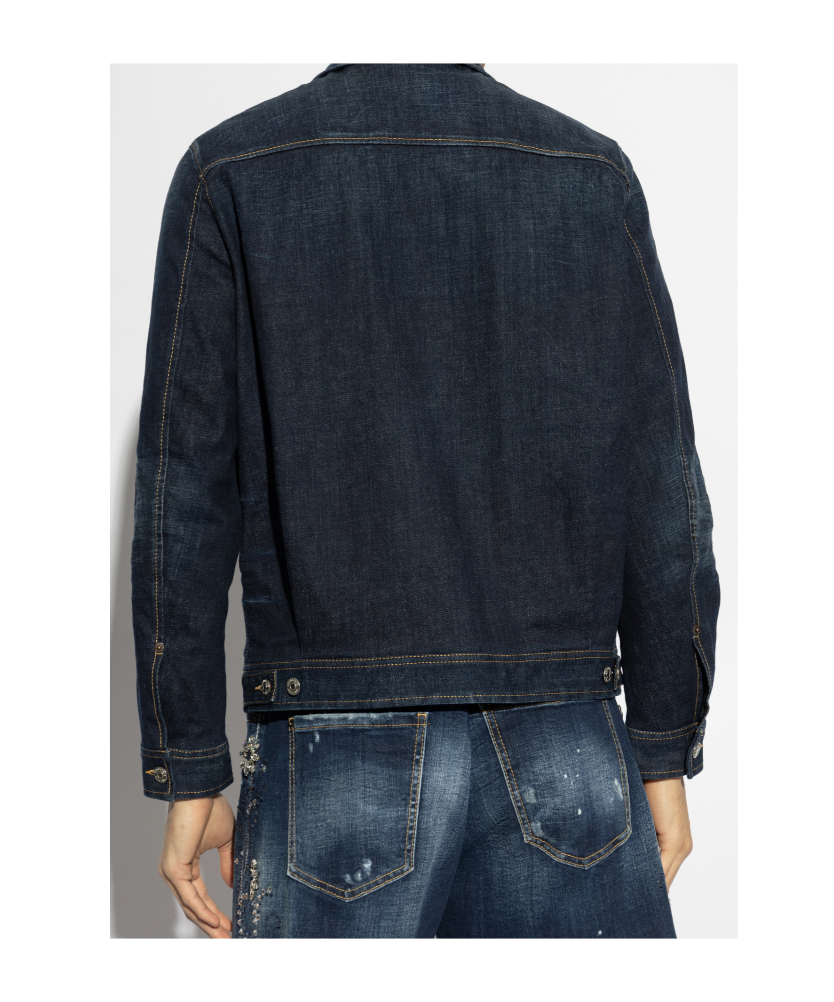 Dsquared2 Long-sleeved Denim Coat In Black
