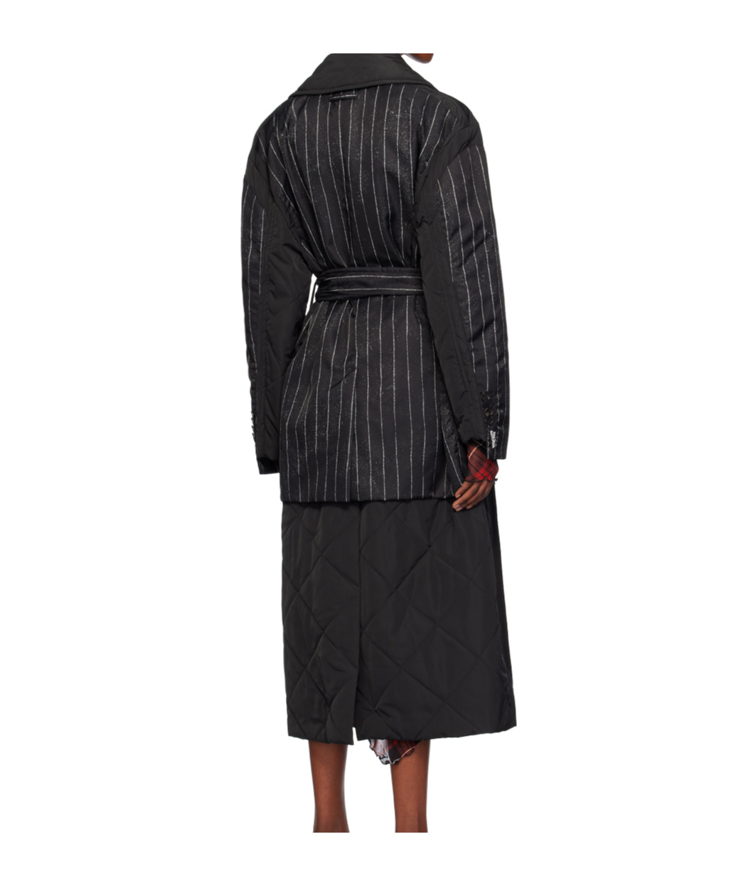 Jean Paul Gaultier Striped Padded Coat In Black