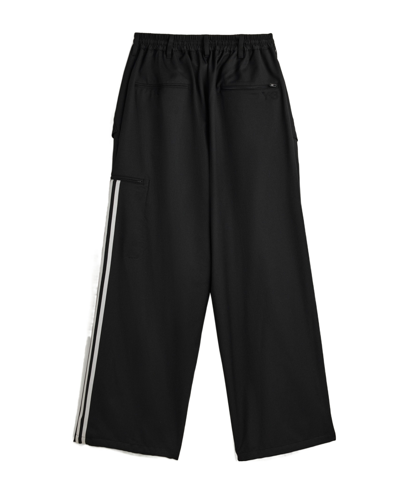 Y-3 Adidas Black Baggy Pants With Side Bands In Black