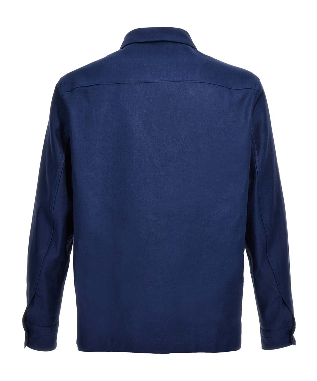 Shop Zegna Button-up Linen Shirt Jacket In Blue