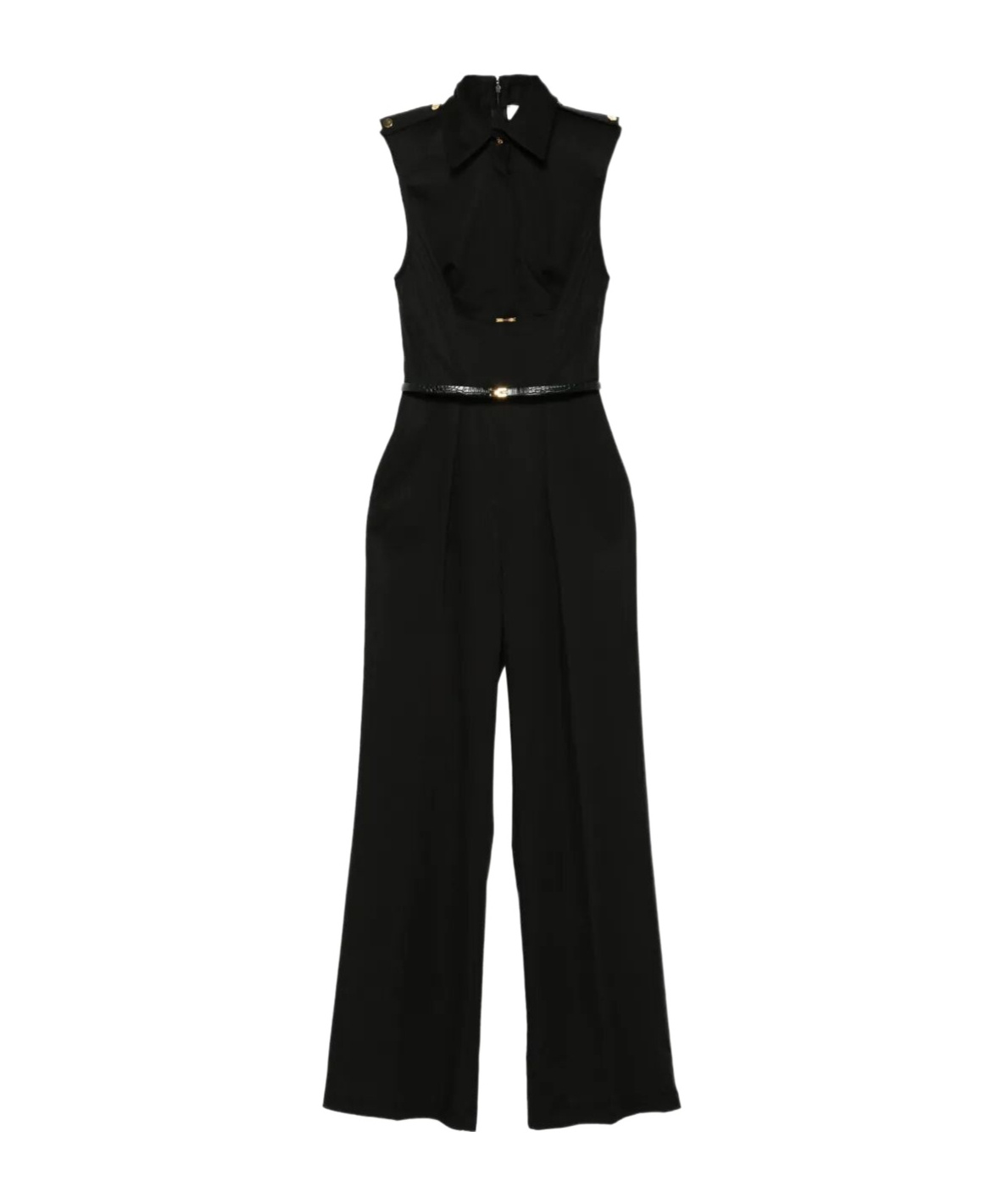 Elisabetta Franchi Collared Belted Jumpsuit In Black