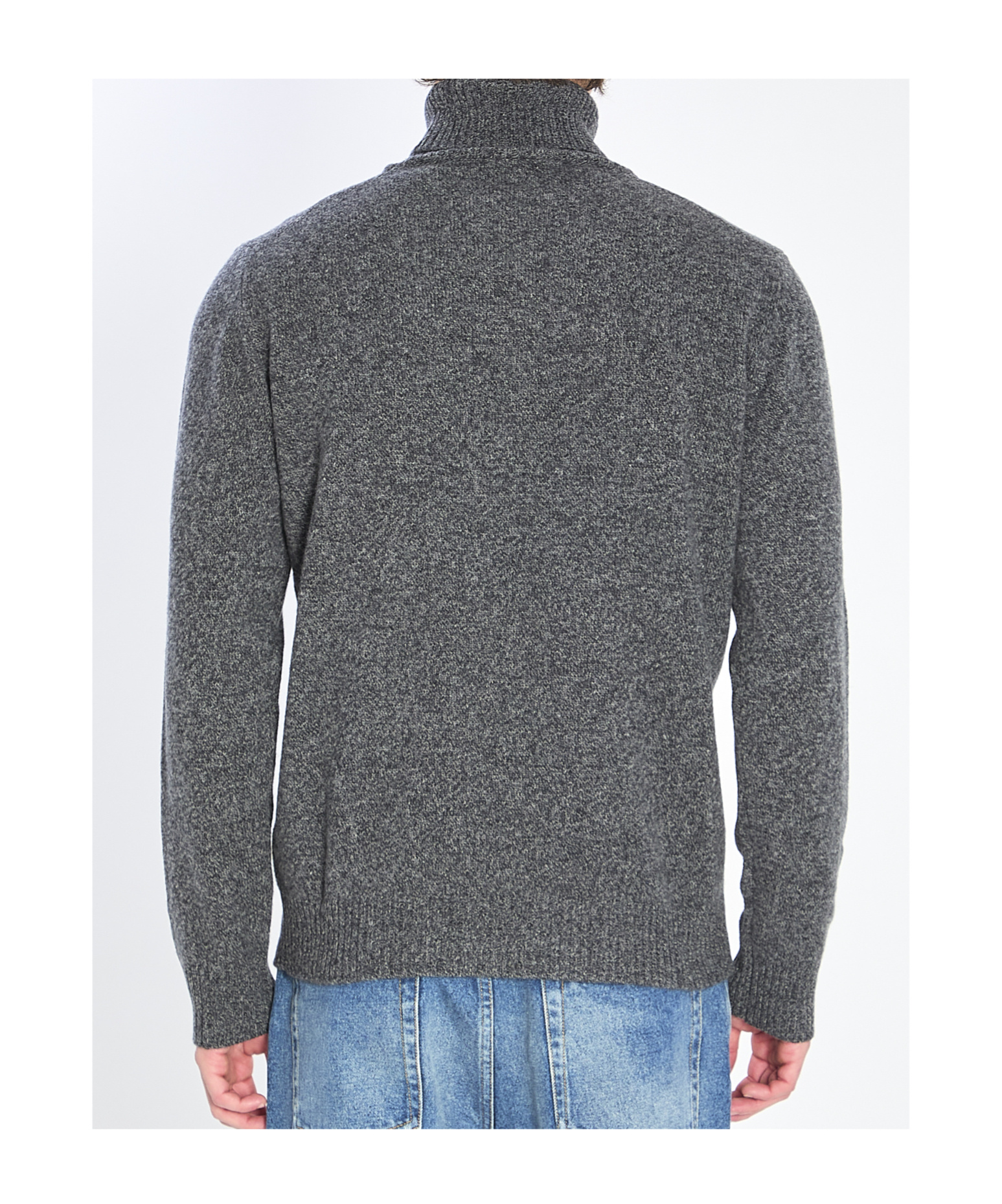 Roberto Collina Ribbed High Collar Turtleneck Sweater In Gray
