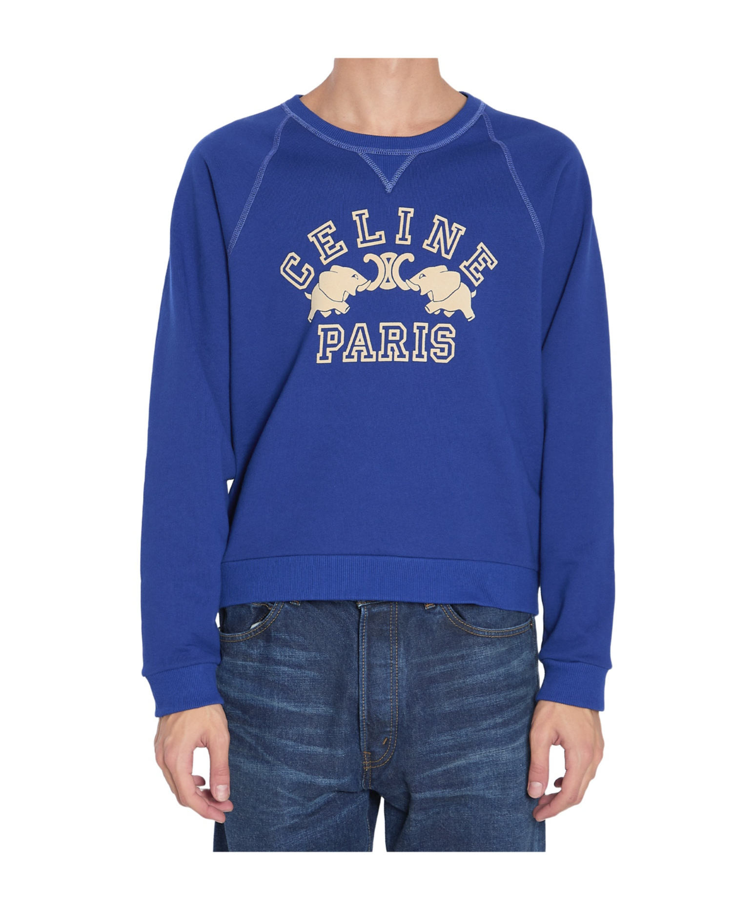 Celine Slim-fit Logo-print Cotton-jersey Sweatshirt In Multi