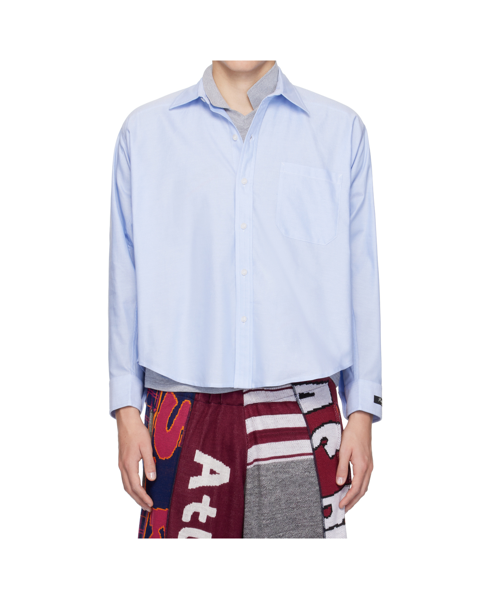 Prototypes Blue Moved Neckline Shirt In Blue
