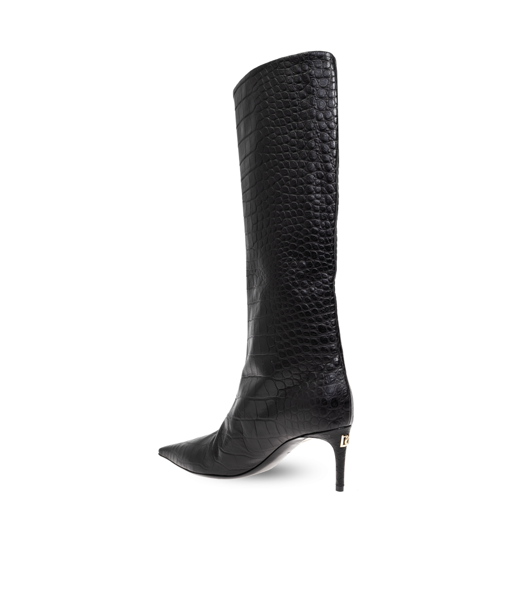 Dolce & Gabbana Crocodile-embossed Leather Boots In Black
