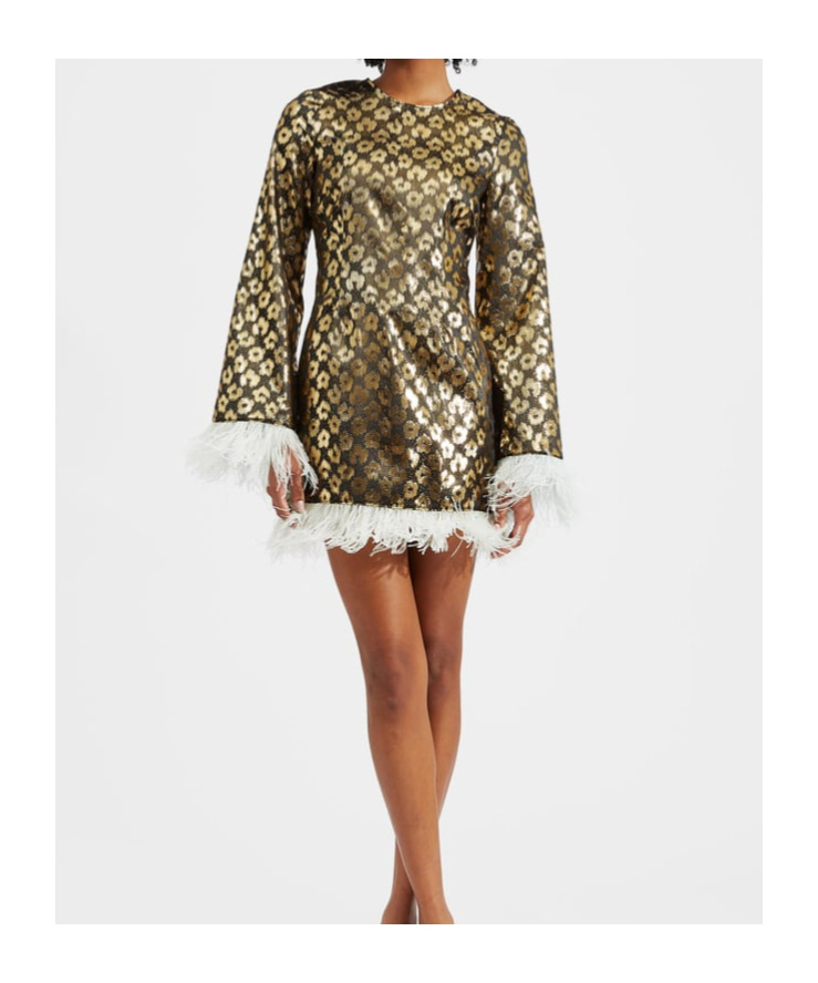 La Doublej Twiggy Dress (with Feathers) In Brown