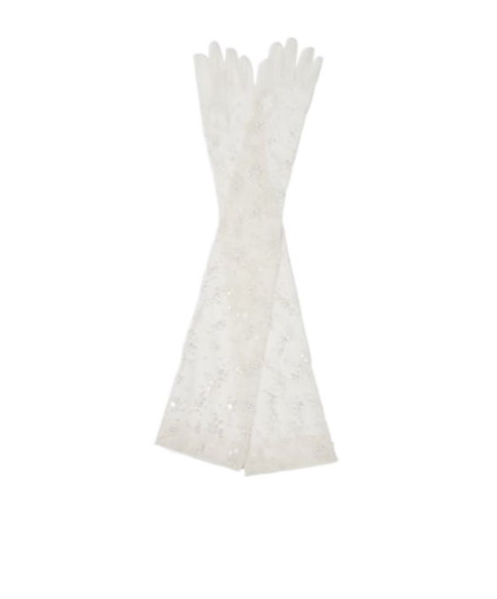 Safiyaa London Tulle Gloves In White