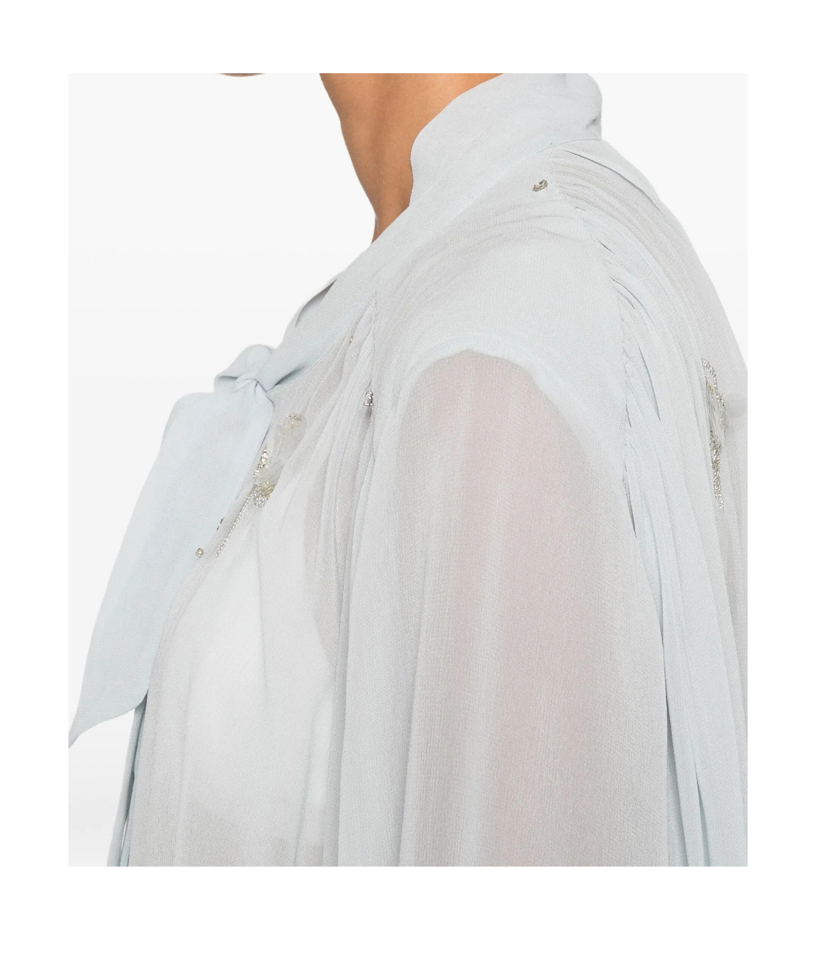 Forte Forte Crystal-embellished Tie-neck Shirt In White