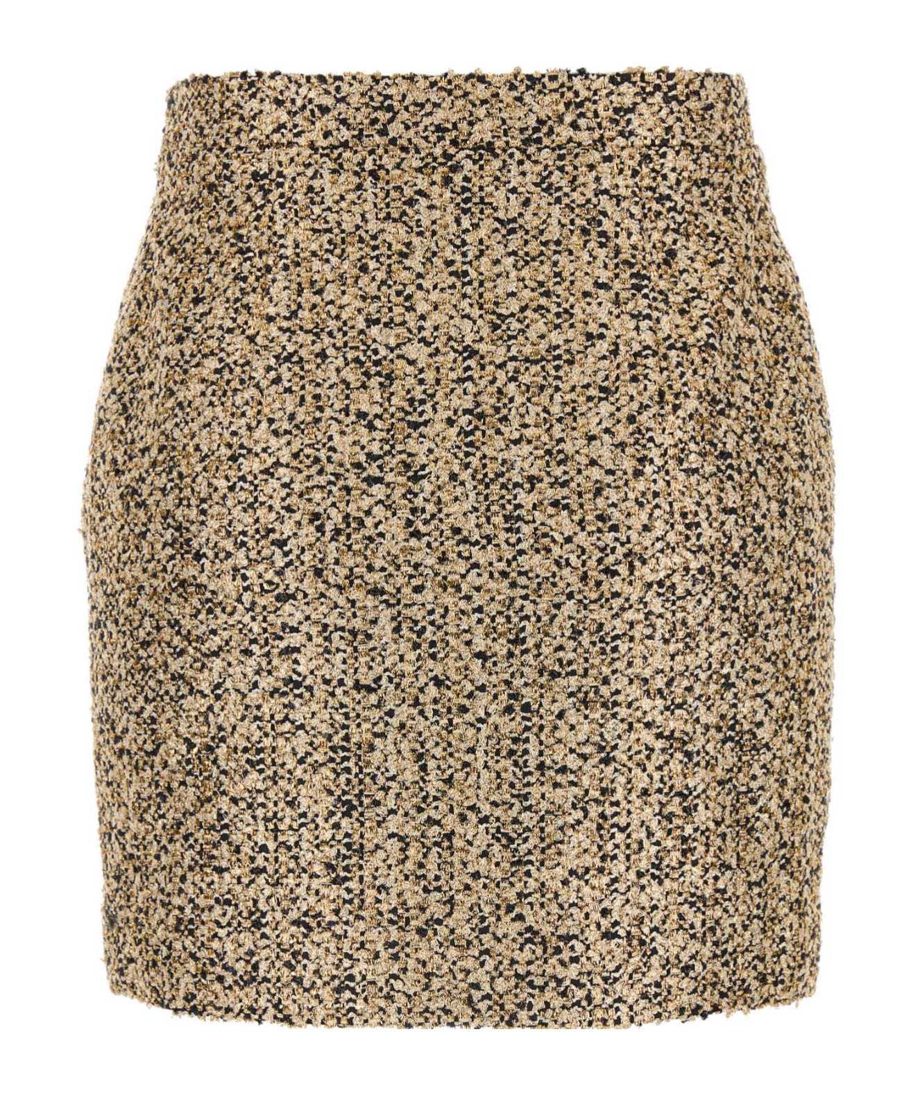 Alessandra Rich Multicolor Lurex Tweed Mini Skirt In Nude