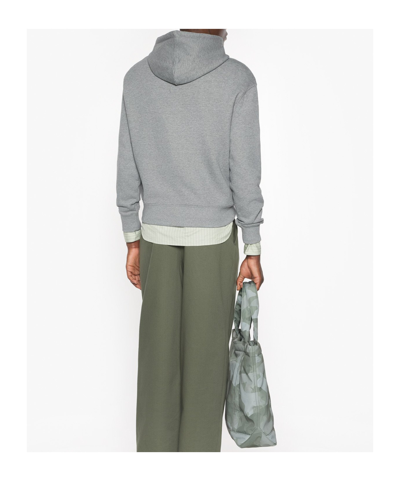 Maison Kitsuné Oversized Grey Cotton Hoodie With Adjustable Hood In Gray