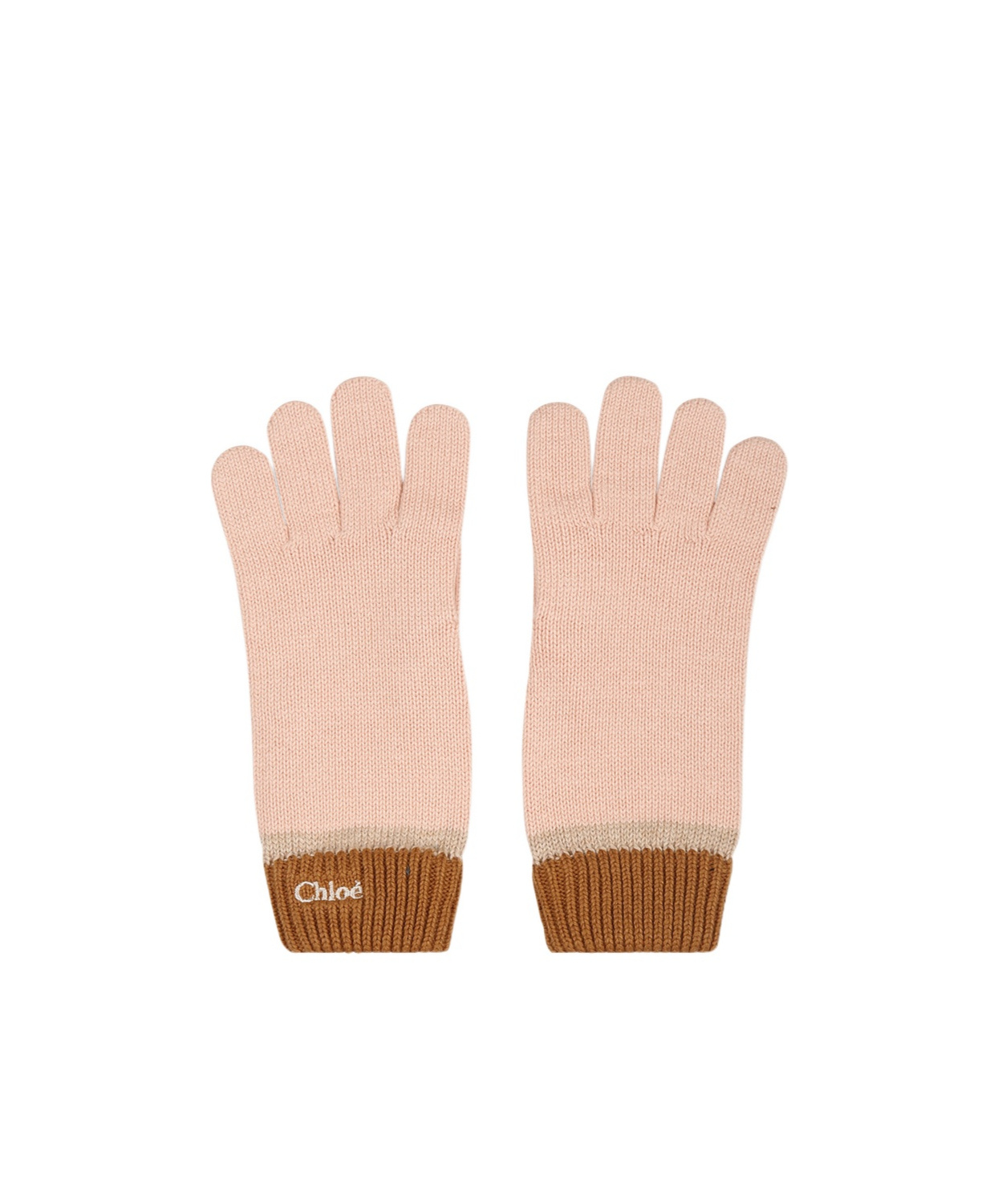 Chloé Kids' Logo Five-finger Gloves In Pink