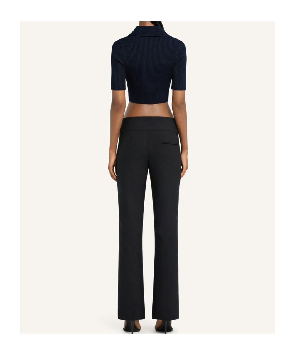 Courrèges Blue Cotton Crop Polo With Logo In Black