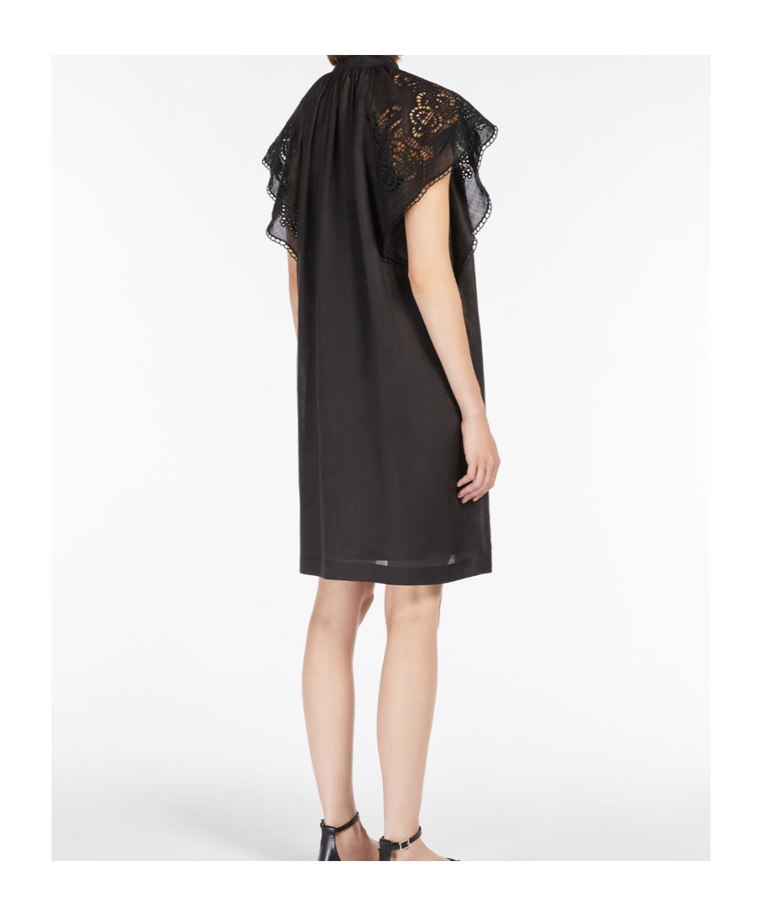 Max Mara Astor Short Dress In Ramie Canvas In Black