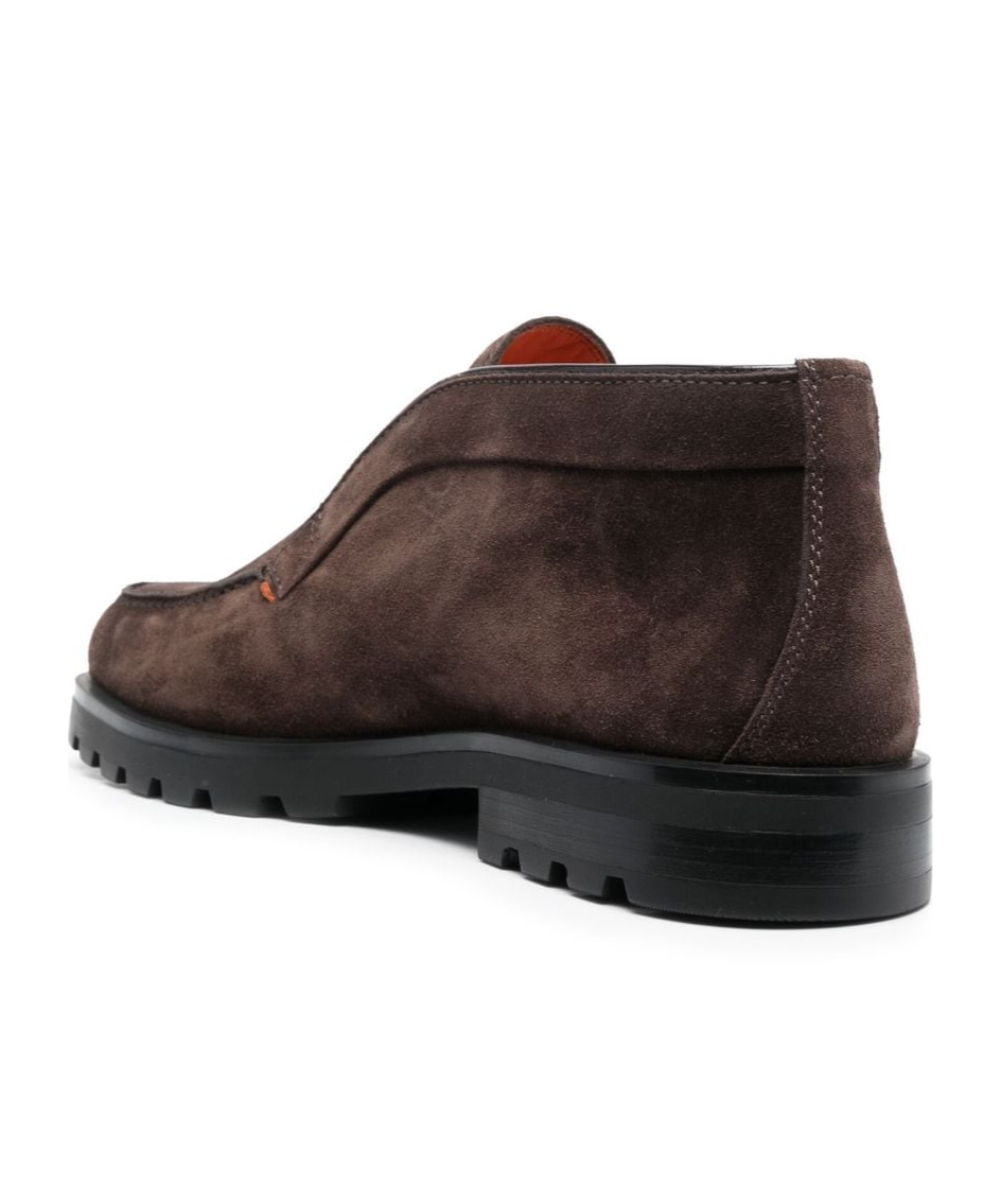 Santoni Slip-ons Desert Suede Loafers Rubber Sole In Brown
