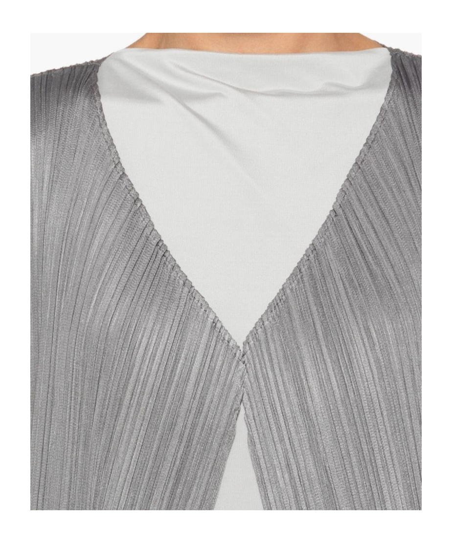Issey Miyake Long Knitted Cardigan In Gray
