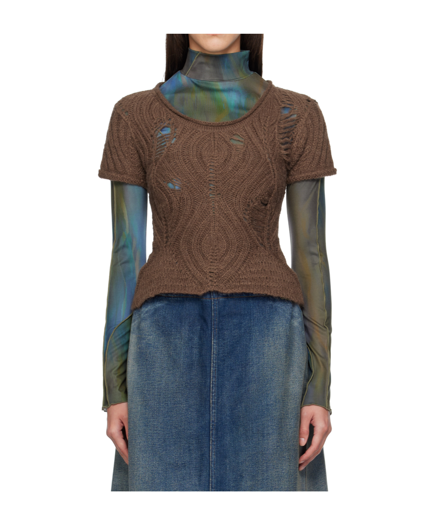 Andersson Bell Cap Sleeve Sweater Layered Tee In Brown