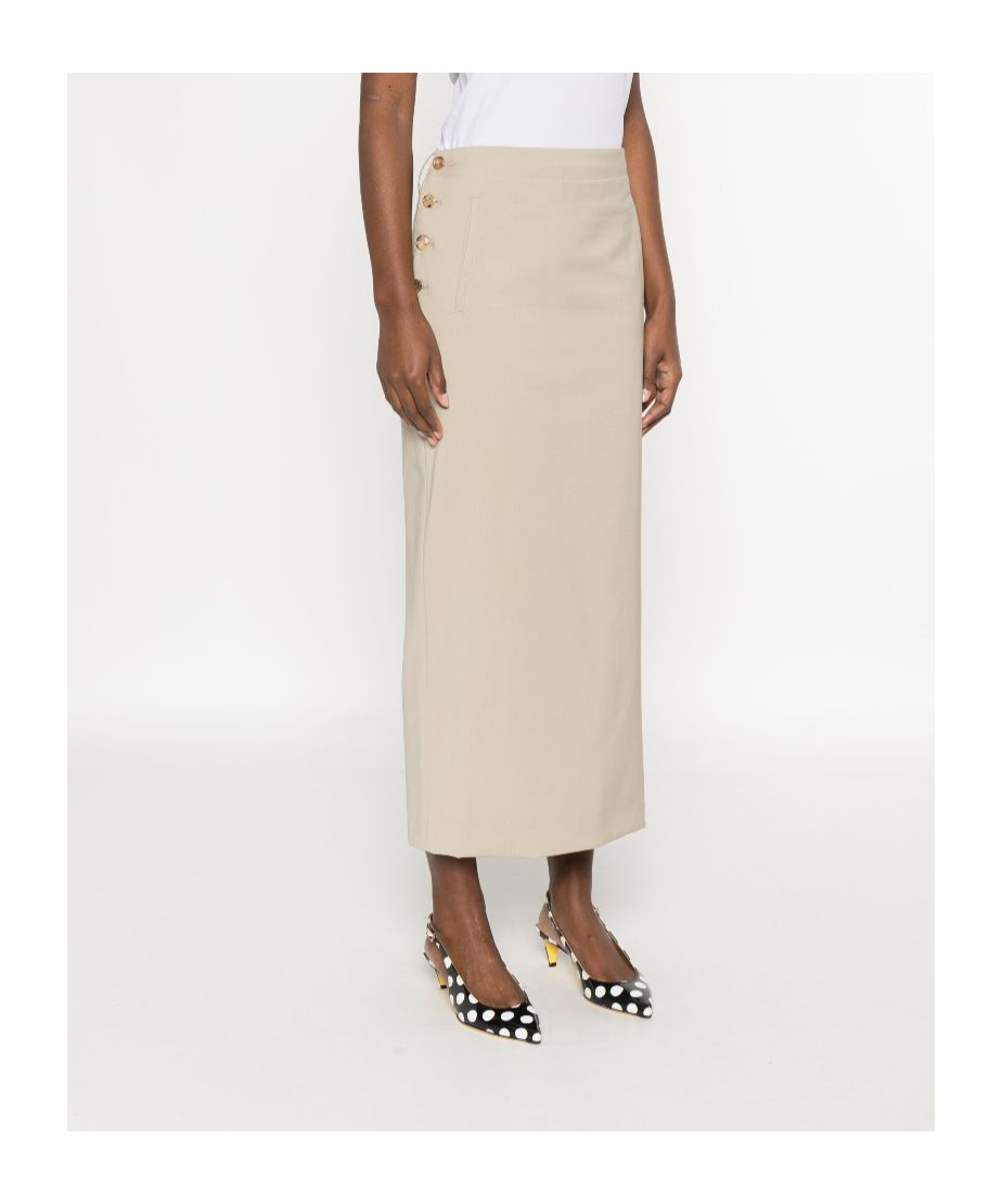 Moschino Virgin-wool Midi Skirt In Nude