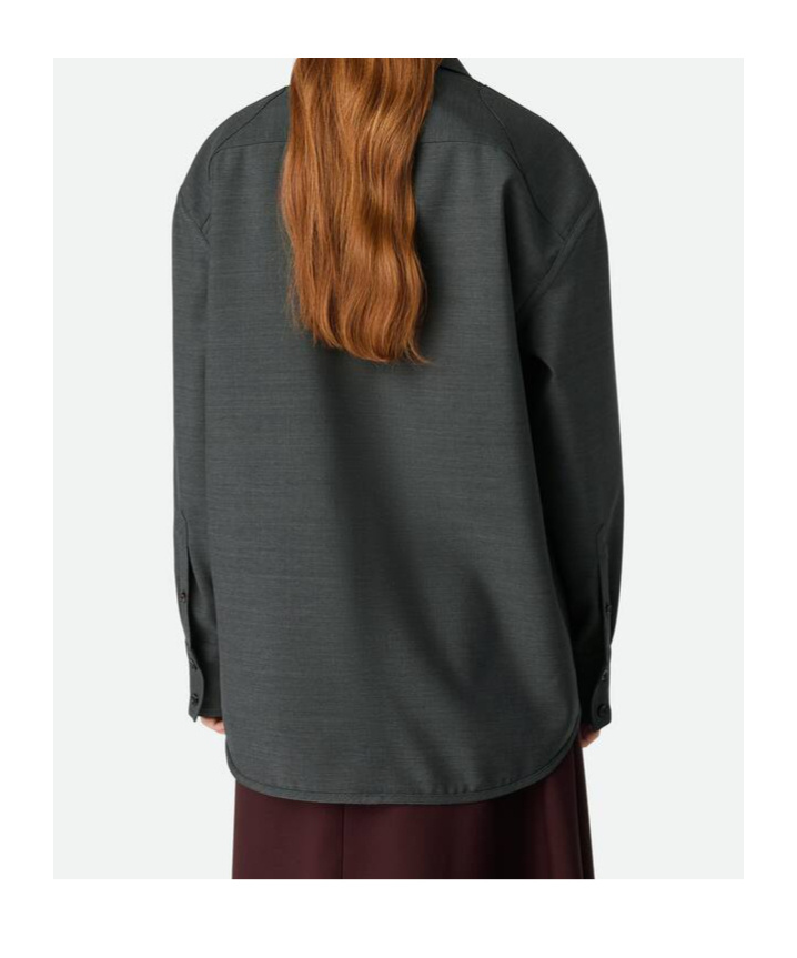 Shop Bottega Veneta Light Wool Shirt In Dark Grey Mixed Colors