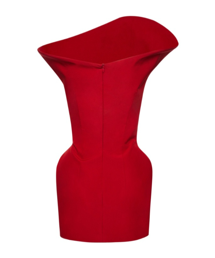 Magda Butrym Sculpted Cotton Mini Dress In Red In Red