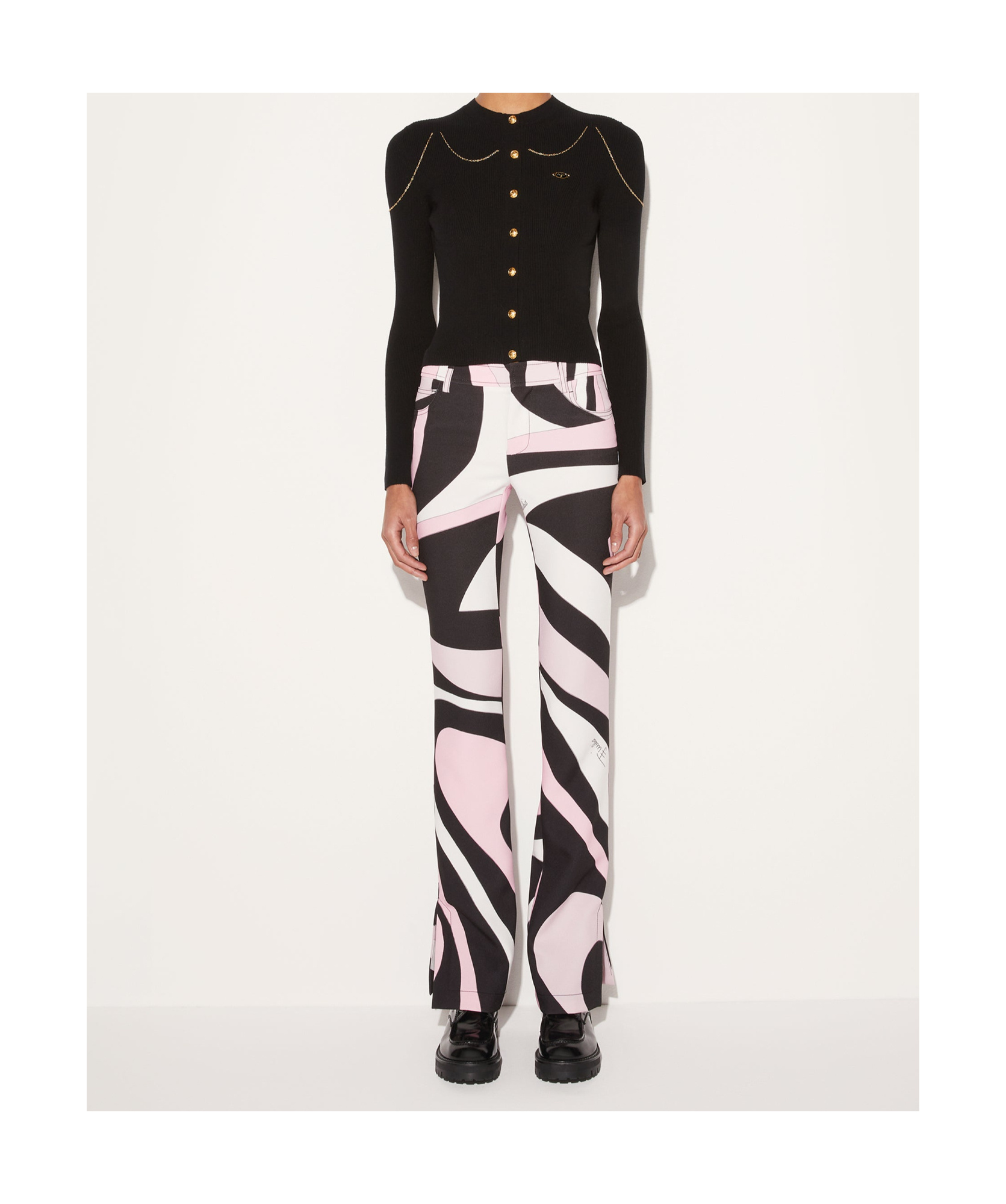 Pucci Emilio Stretch Nylon Pants With Marble Pattern In Black