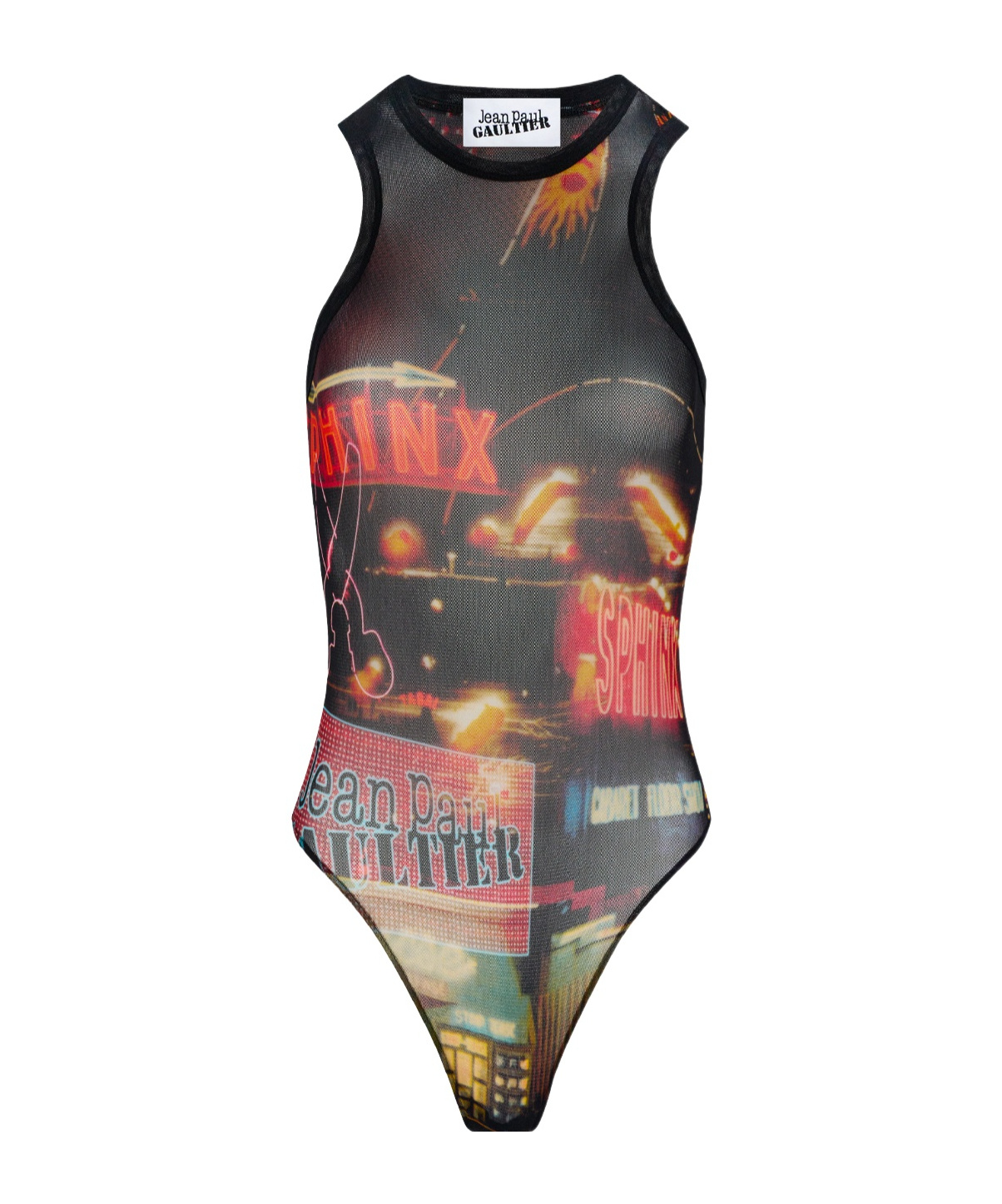 JEAN PAUL GAULTIER PIGALLE-PRINT MESH BODYSUIT 
