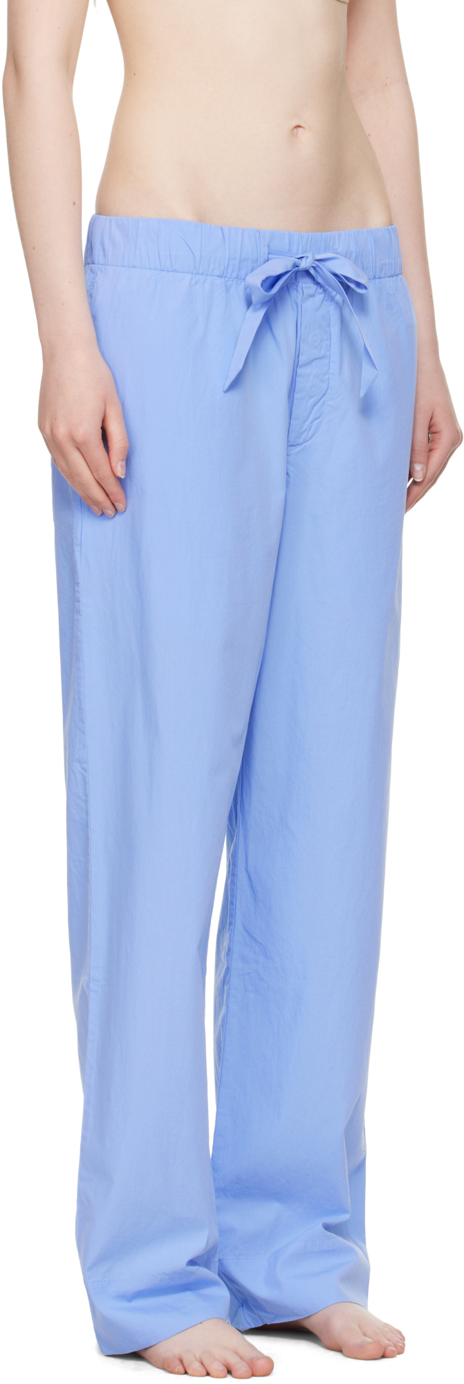 Tekla Organic Cotton Poplin Pajama Pants In Blue