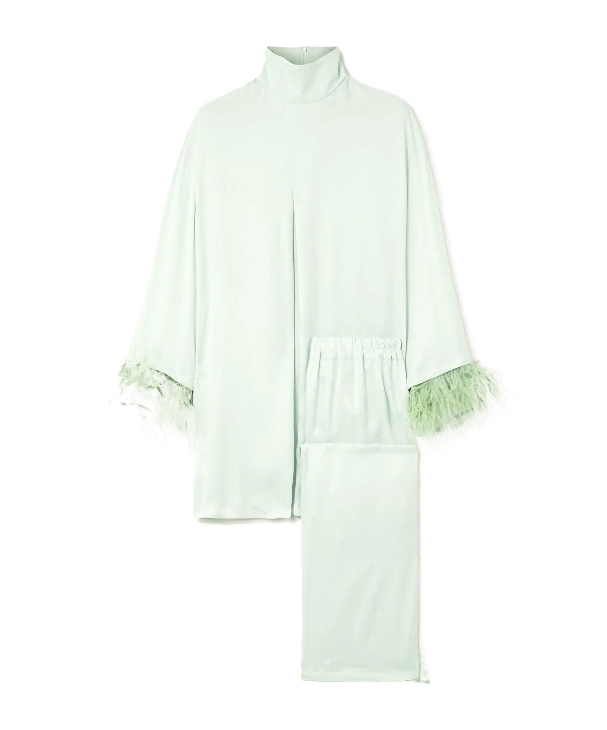 Sleeper Trimmed Satin Pajama Set In Green