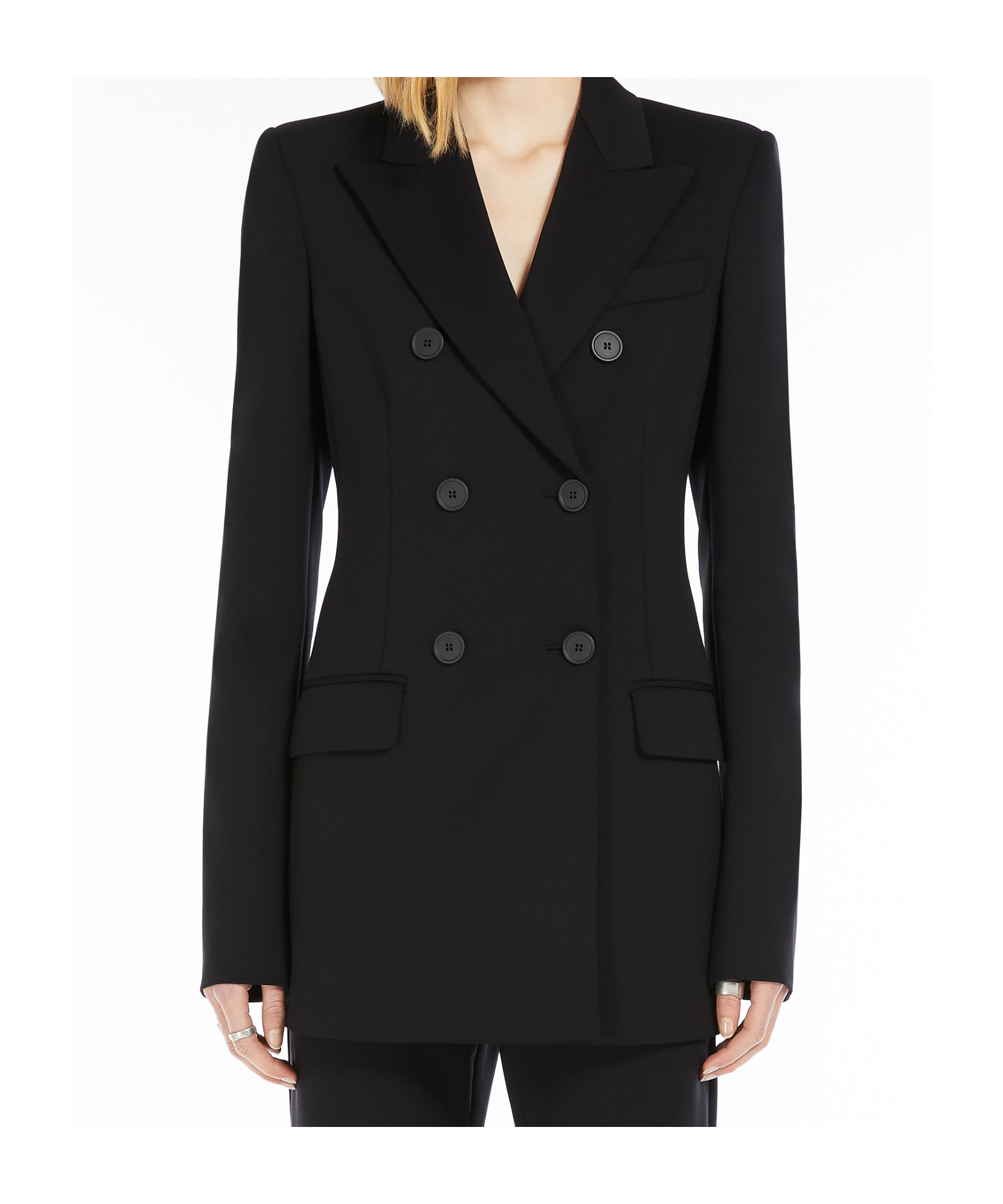 Sportmax Double-breasted Wool Suit In Black