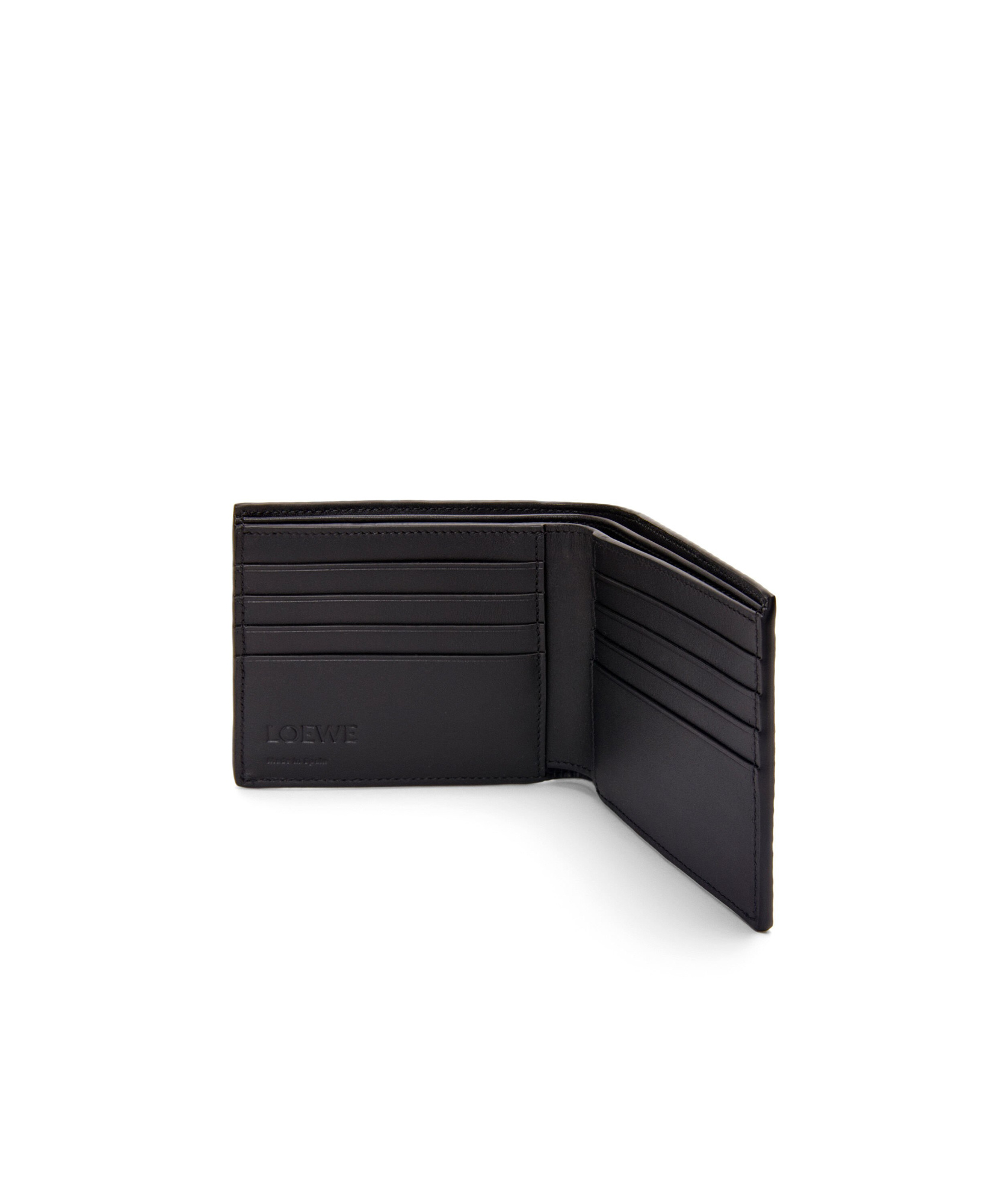 Loewe Texture Calfskin Double Fold Wallet In Black