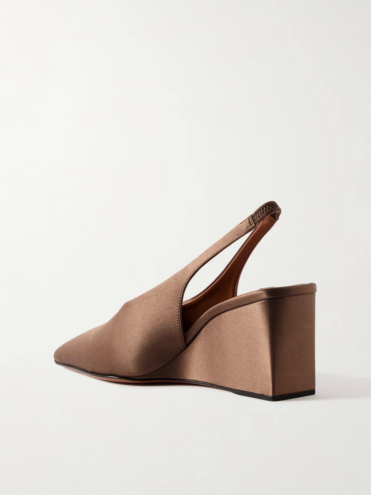 Alaïa Cube 75 Satin Slingback Wedge Pumps In Brown