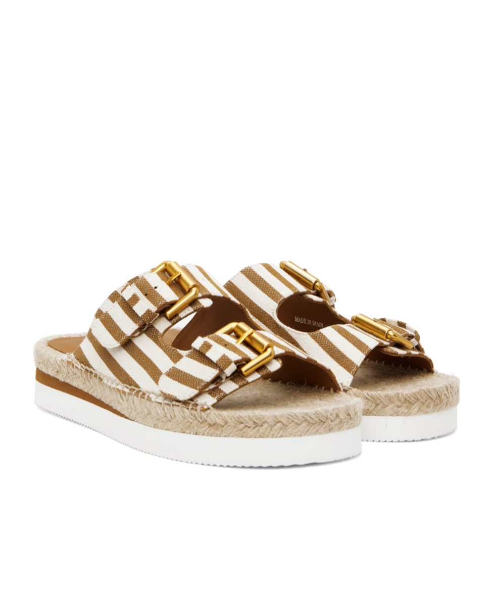 See By Chloé Glyn Striped Slippers In White