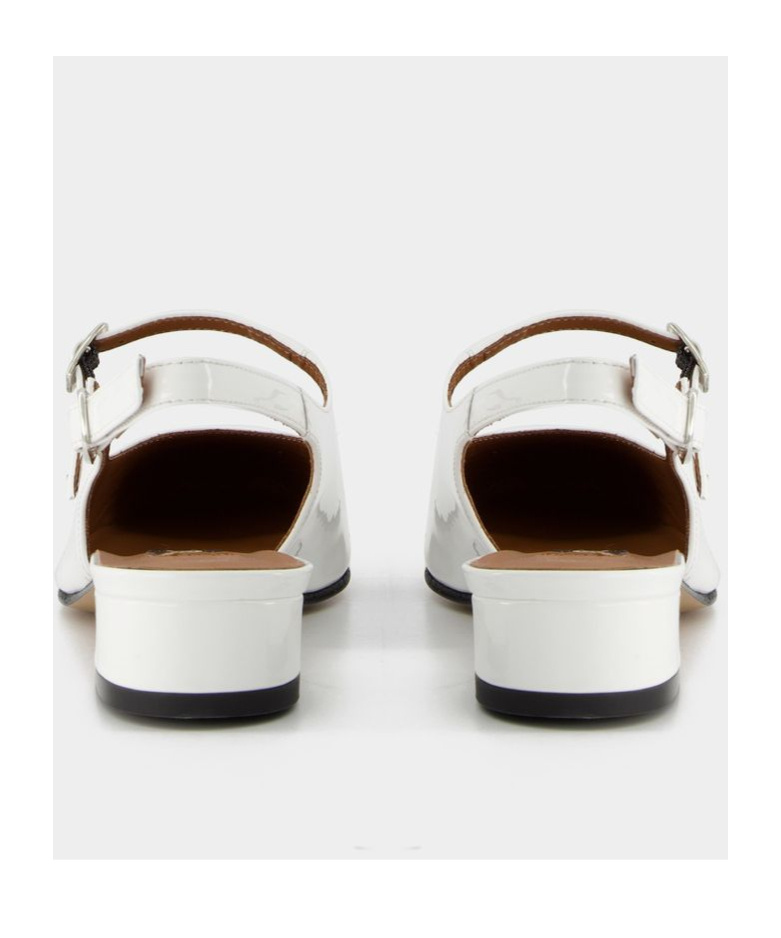 Carel Paris Patent Leather Pêche Slingback Mary Jane In White