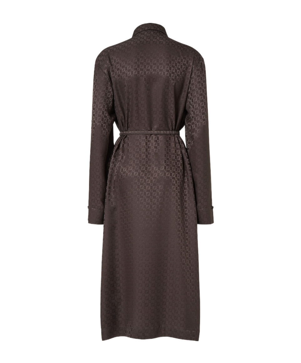 Fendi Ff-print Belted Trench Coat In Brown