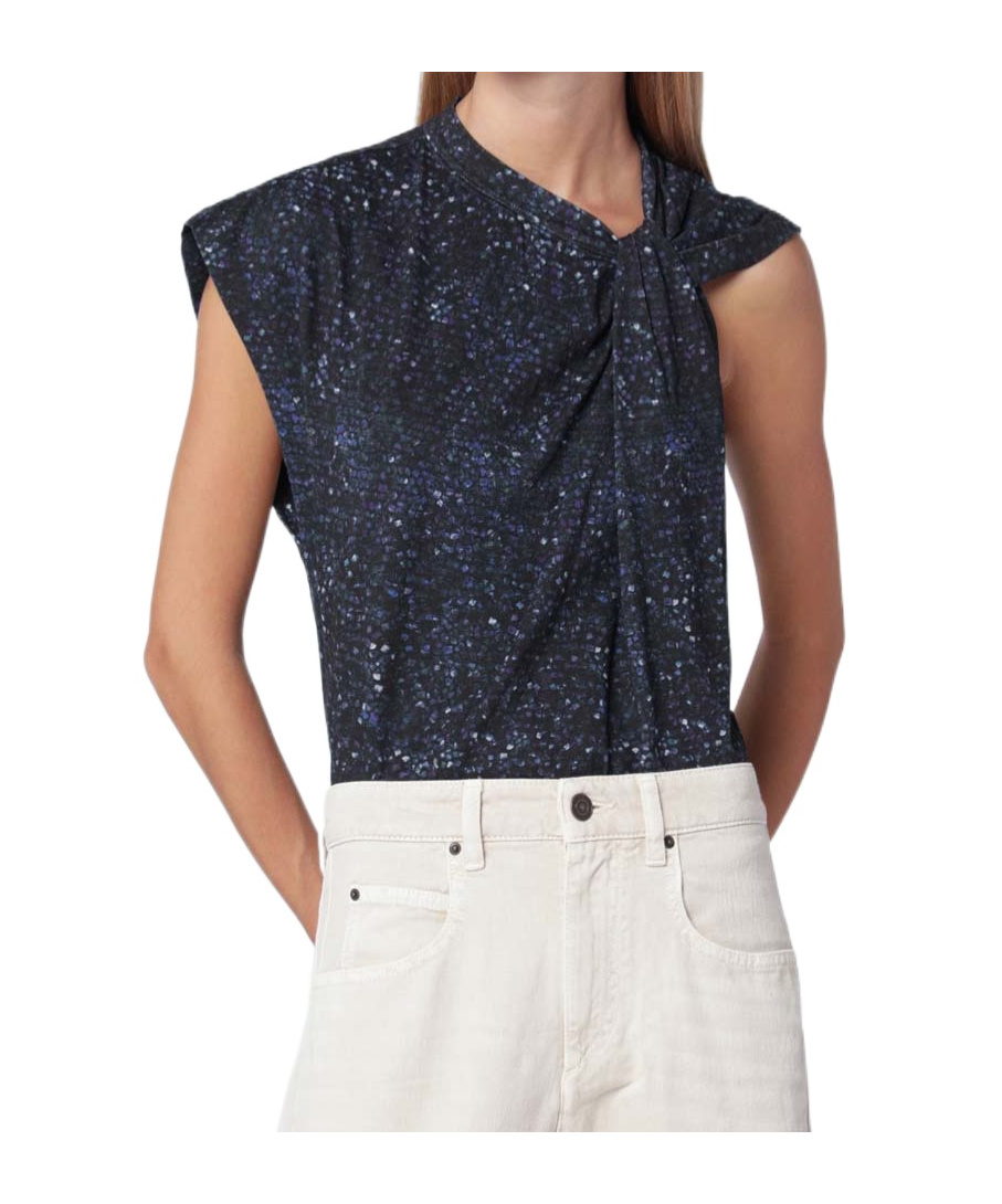 Isabel Marant Nayda Asymmetrical T-shirt With Midnight Blue Print Women In Blue