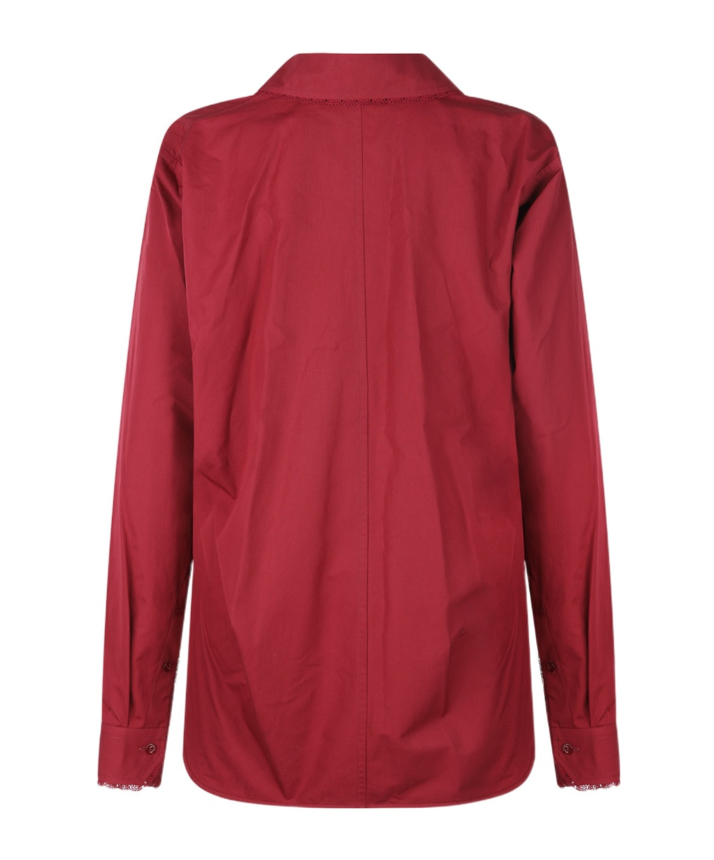 Gucci Womens Rosso Ancora Embroidered Drawstring-sleeves Cotton-poplin Shirt In Red