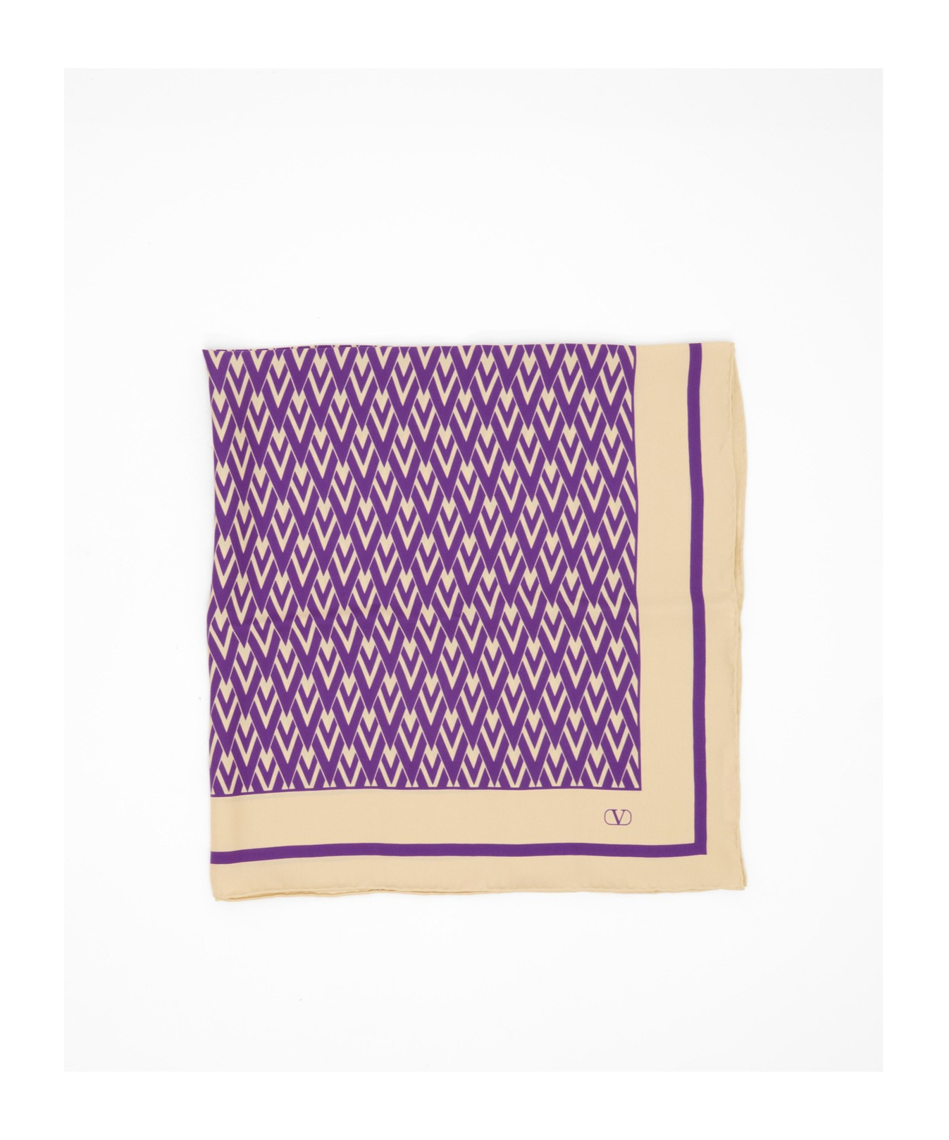 Valentino Monogram-print Silk Scarf In Nude