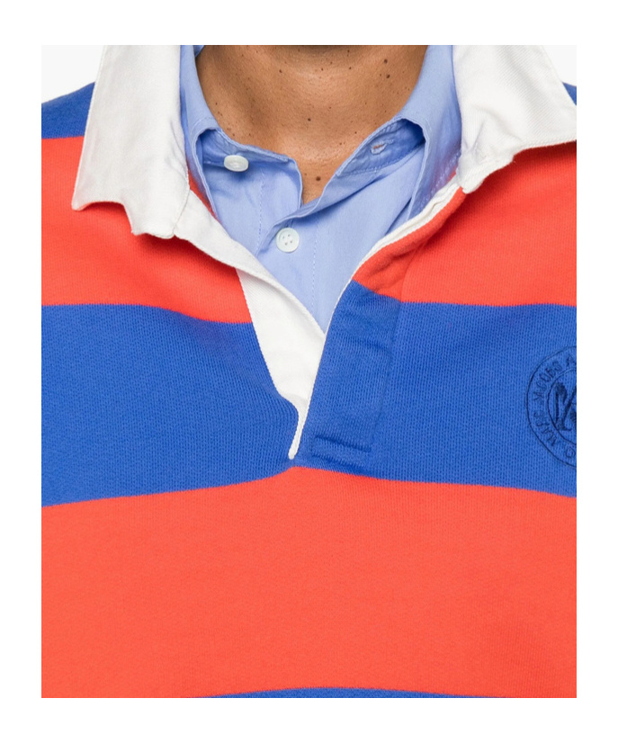 Apc Logo-detail Striped Polo Shirt In Orange