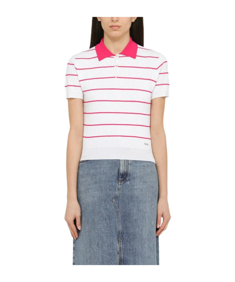 Dsquared2 Two-tone Striped Polo In White