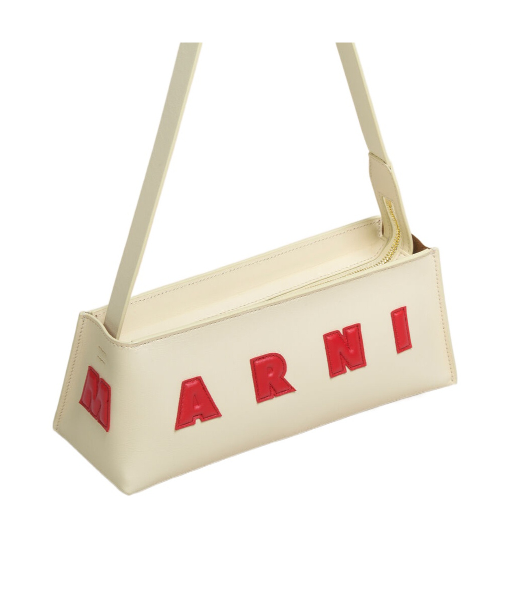 Marni Borsa A Spalla Museo Baguette In Pelle Crema